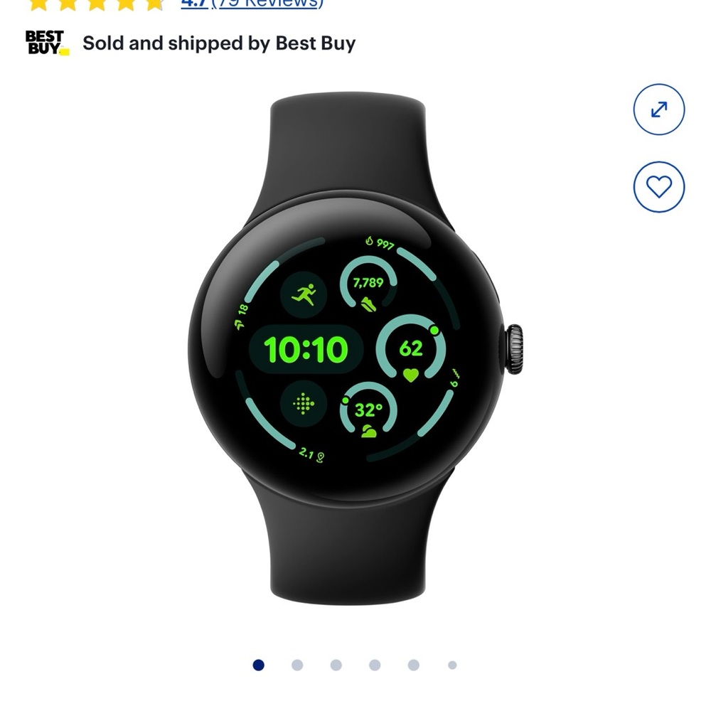 Smart Fitness Watch - latest Google pixel 3 LTE+GPS 45mm Black